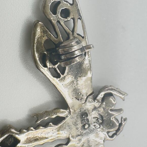 Vintage Marcasite Brooch Dragonfly Signed MC Marsala Art Deco Style Sterling 5g - Picture 5 of 8